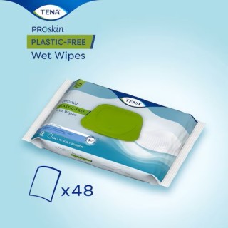 Lingettes imprégnées TENA ProSkin Wet Wipes sans plastique | Taille adulte