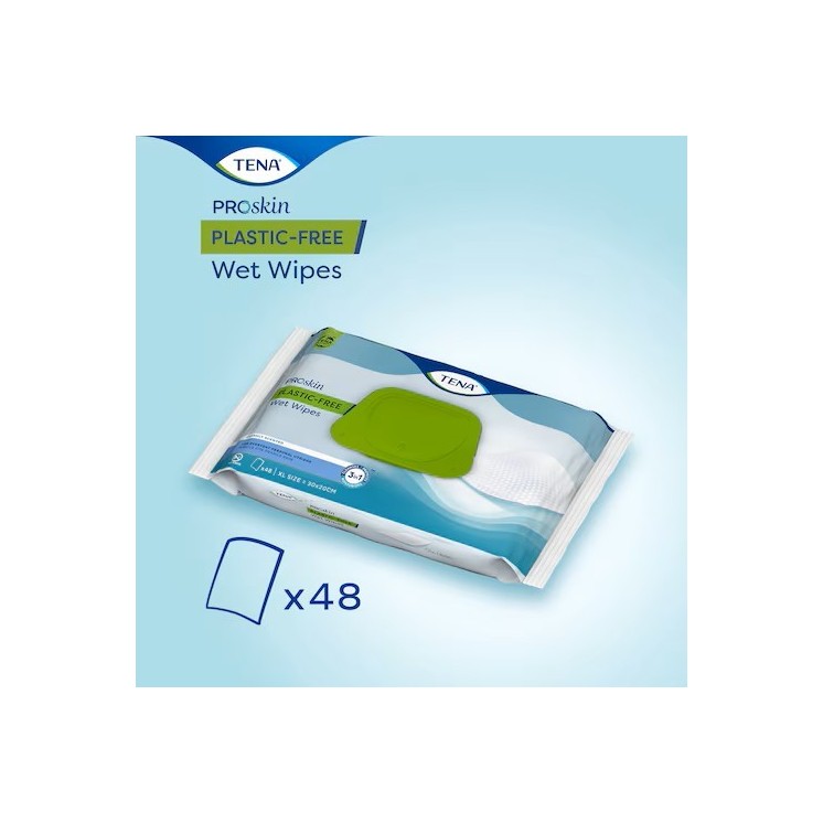Lingettes imprégnées TENA ProSkin Wet Wipes sans plastique | Taille adulte