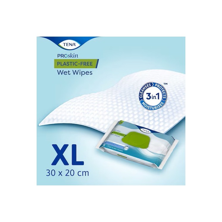 Lingettes imprégnées TENA ProSkin Wet Wipes sans plastique | Taille adulte
