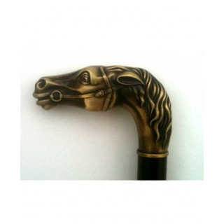 Canne de marche cheval vieux bronze