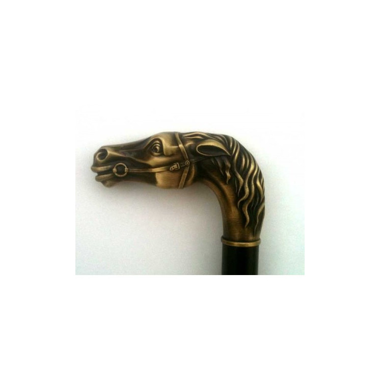 Canne de marche cheval vieux bronze