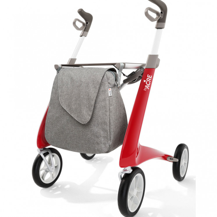 Rollator Carbon Ultralight, taille standard Rouge + sac week-end