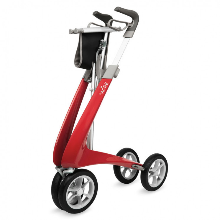 Rollator Carbon Ultralight, taille large Rouge + sac week-end