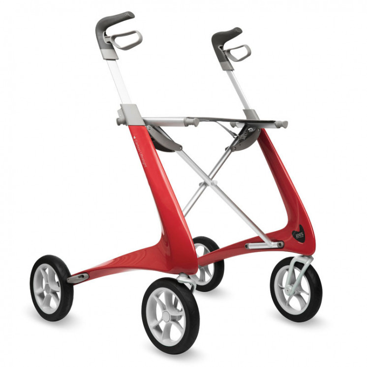 Rollator Carbon Ultralight, taille large Rouge + sac week-end