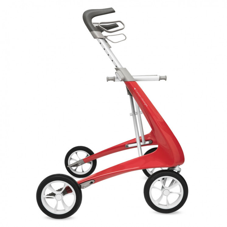 Rollator Carbon Ultralight, taille large Rouge + sac week-end