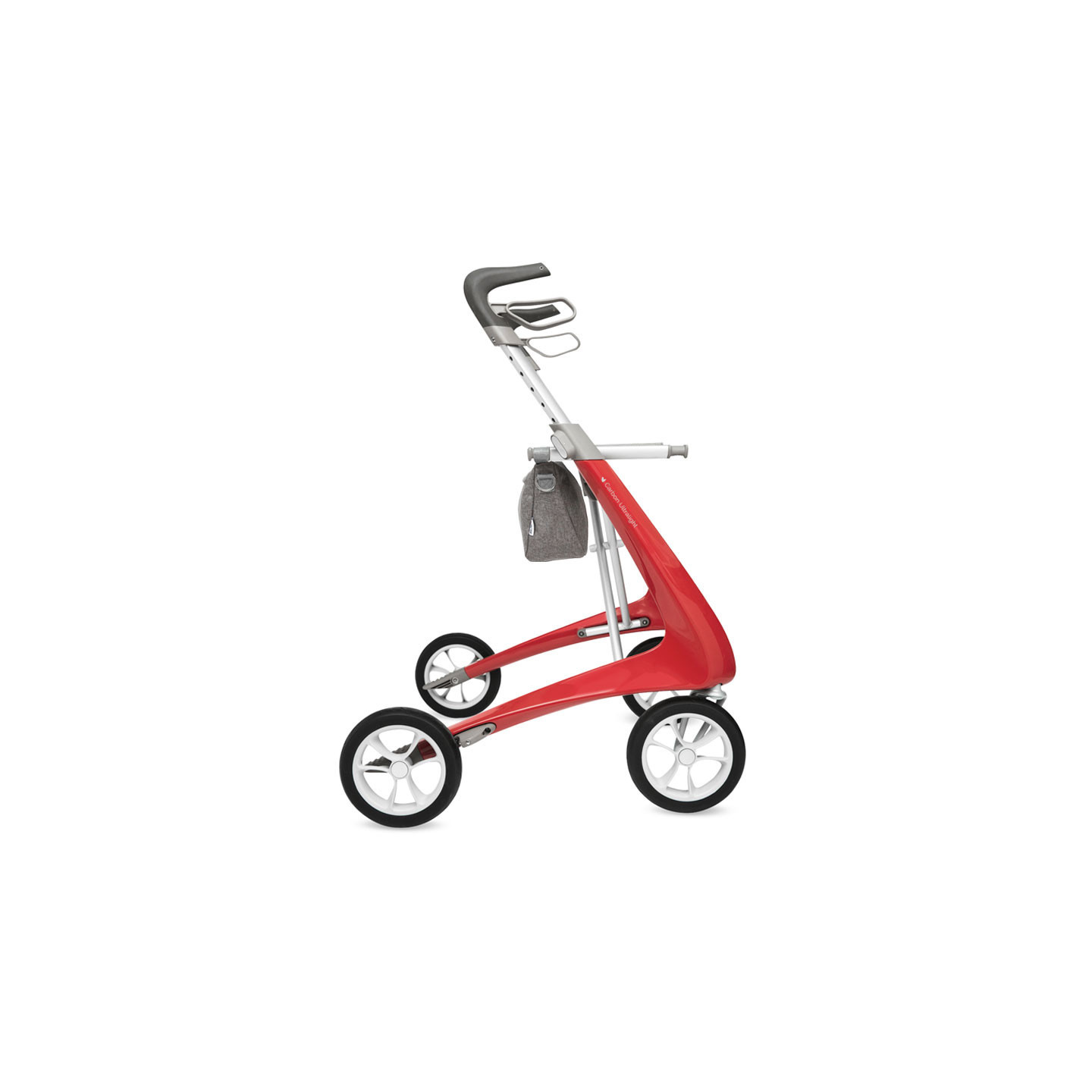 Rollator Carbon Ultralight, taille large Rouge + sac week-end