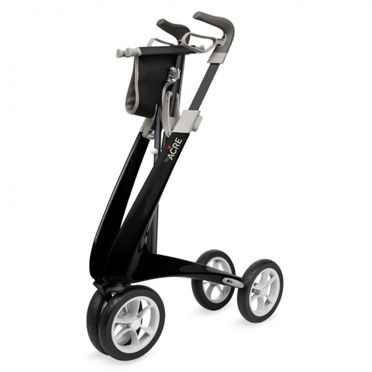 Rollator Carbon Ultralight, taille large Noir + sac week-end